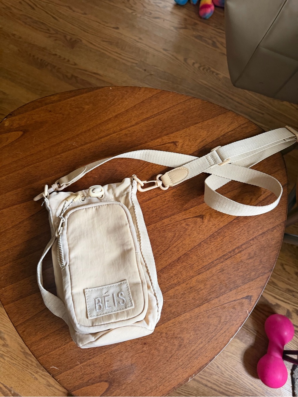 BEIS Cream Crossbody Water Bottle Holder Bag